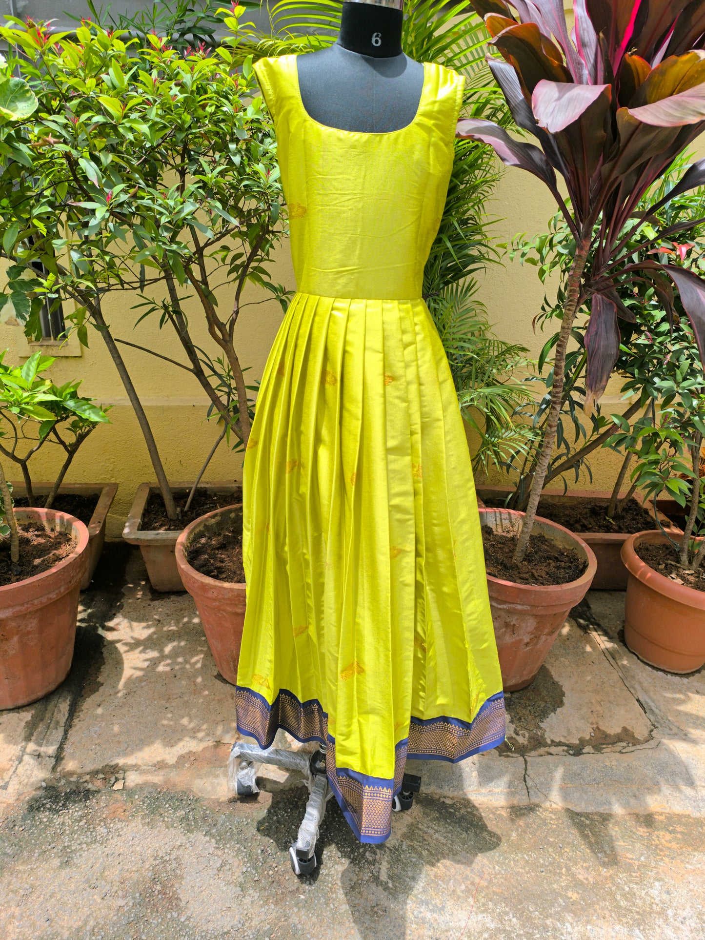 Calla Lilly - Paithani Pattu Frocks/Gown withNavy Blue Blouse