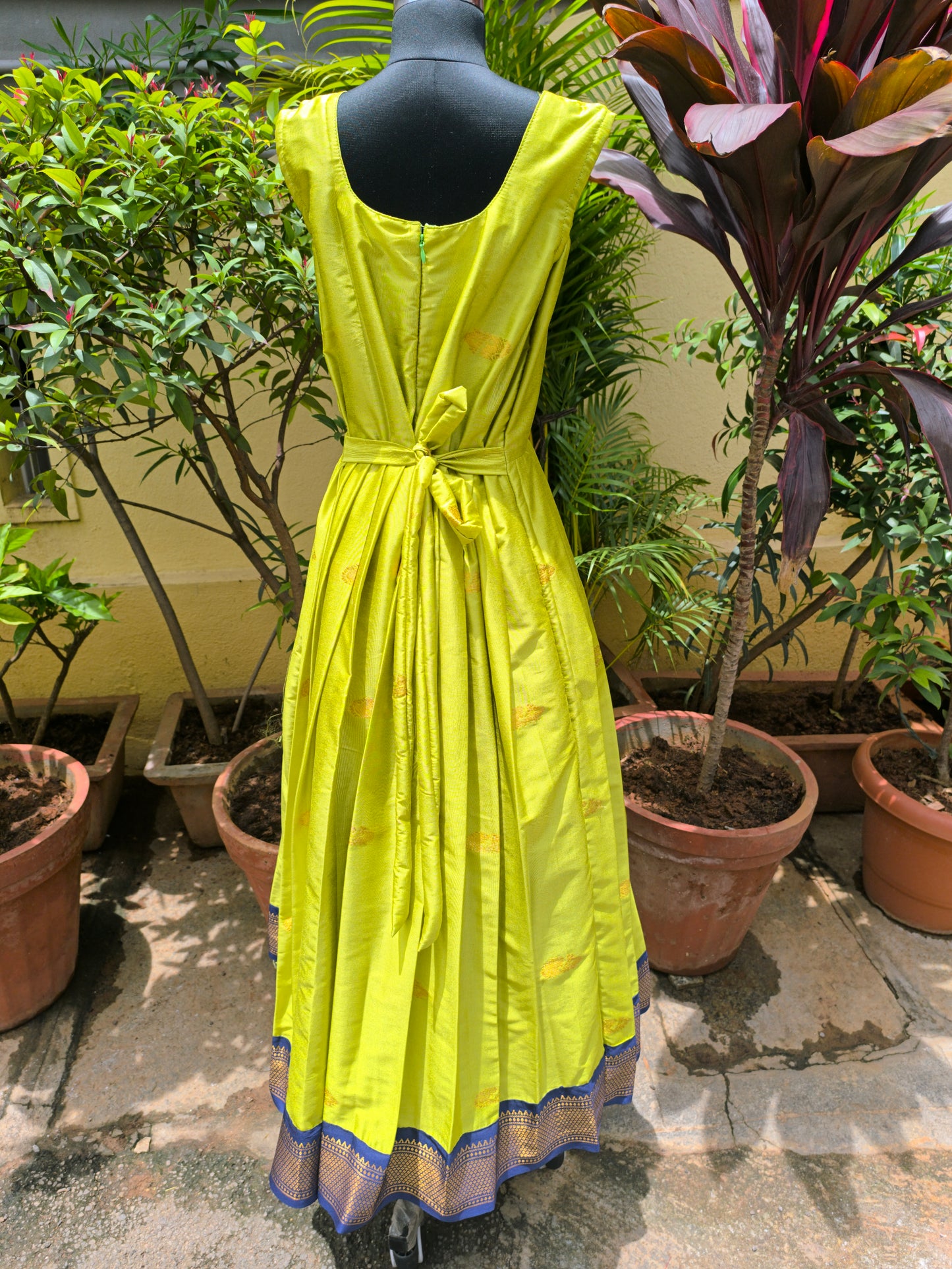 Calla Lilly - Paithani Pattu Frocks/Gown withNavy Blue Blouse