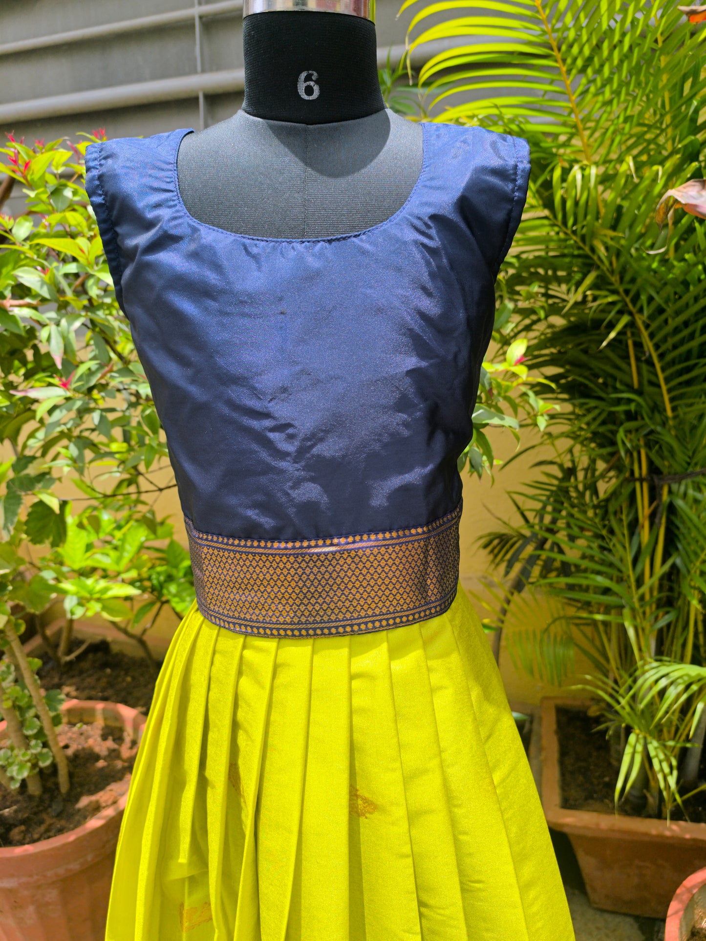 Calla Lilly - Paithani Pattu Frocks/Gown withNavy Blue Blouse