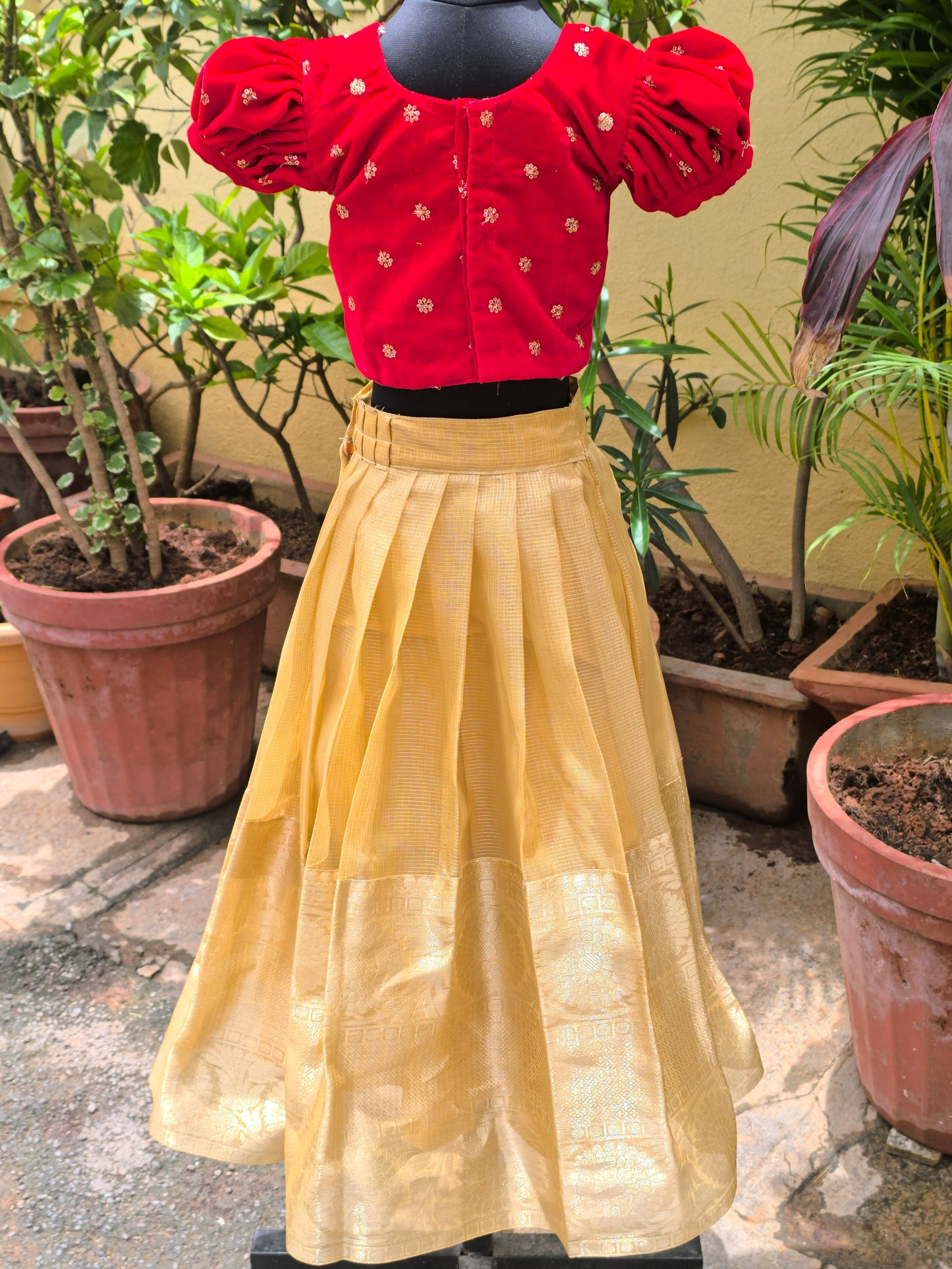 Carmelina - Tissue Silk Pattu Paavadai/Langa Blouse