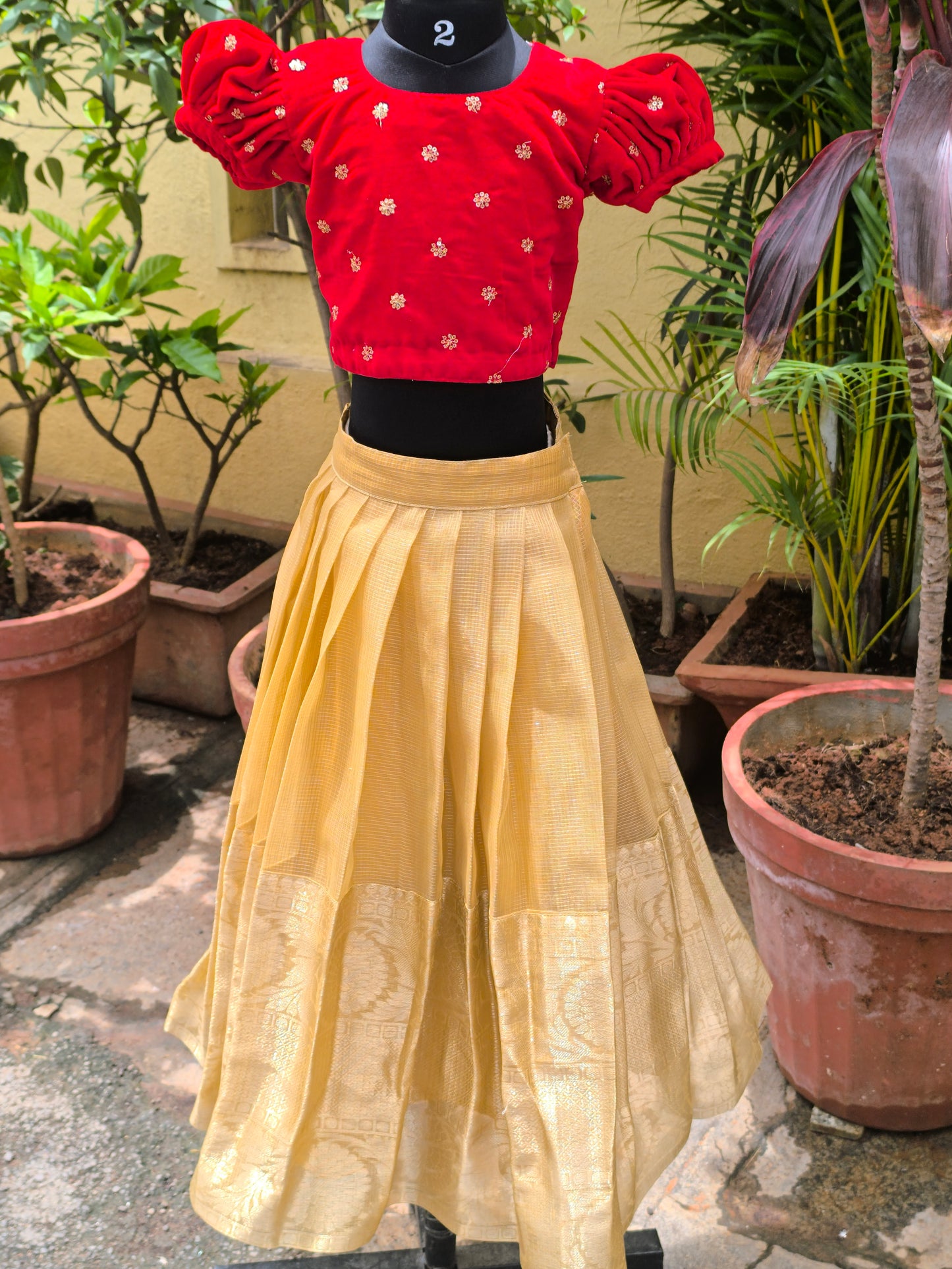 Carmelina - Tissue Silk Pattu Paavadai/Langa Blouse